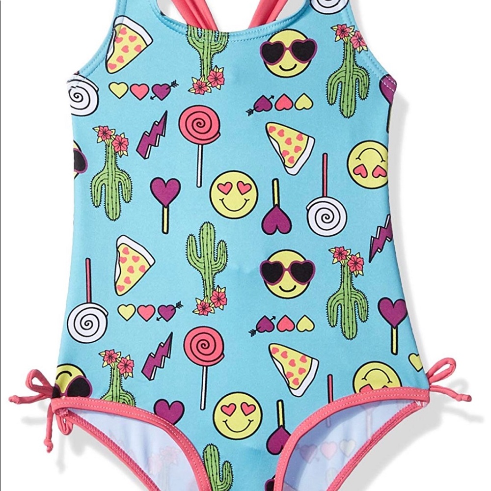 NWT Pink Platinum Emoji 1-Piece Swimsuit Size 2T